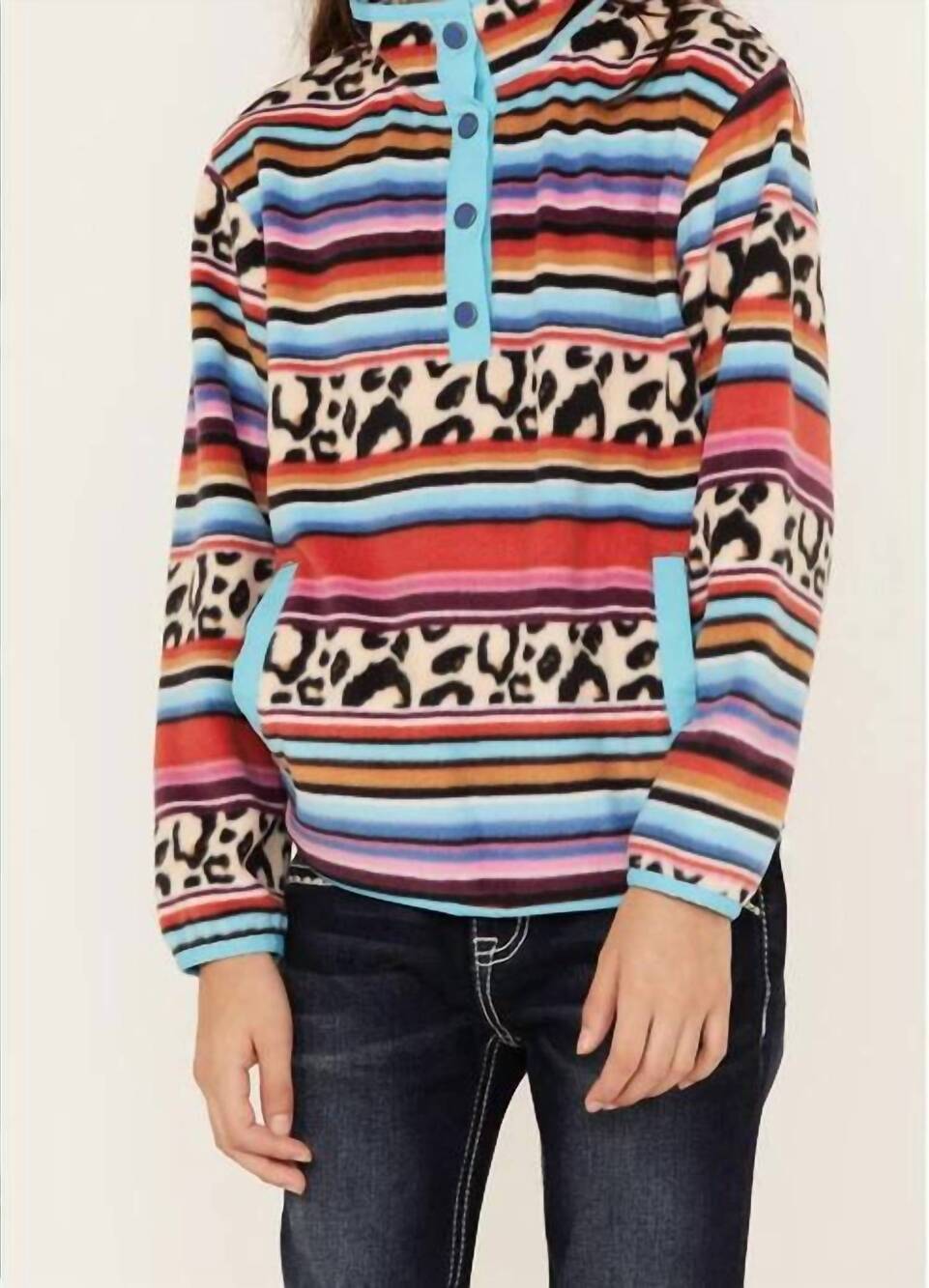 NEW CINCH cruel girls fleece pullover sweatshirt in multi